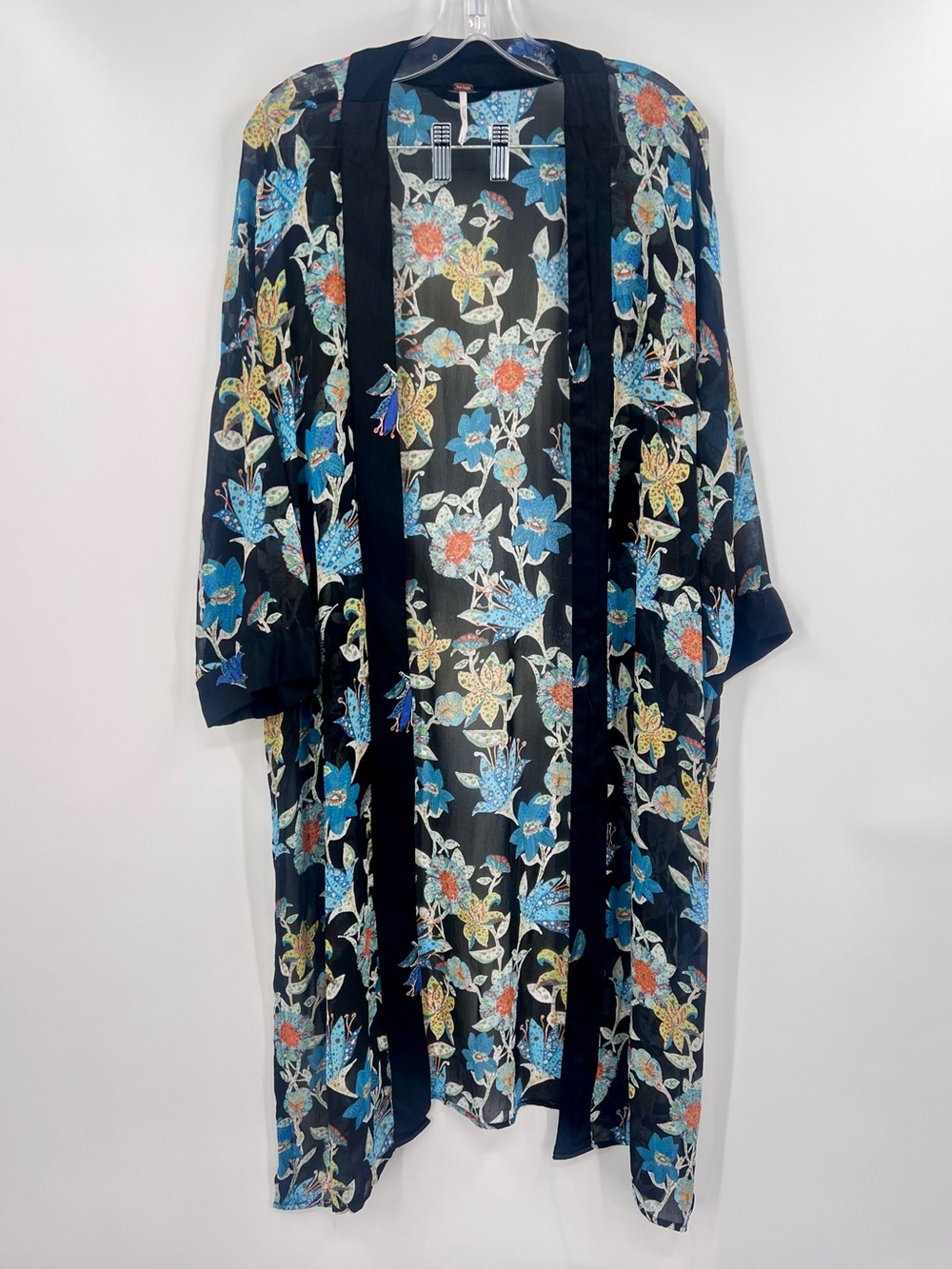 Free People Adore me Sheer Kimono black floral M